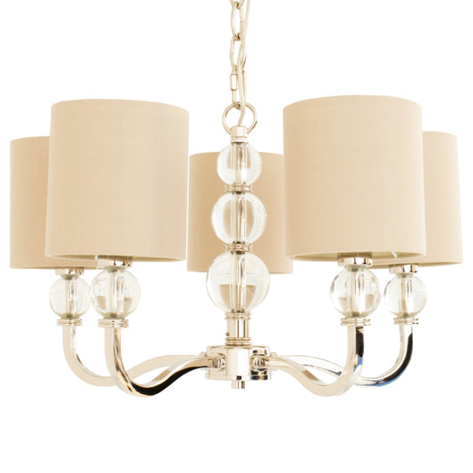 Sophia Mocha Shades 5 Arm Chandelier