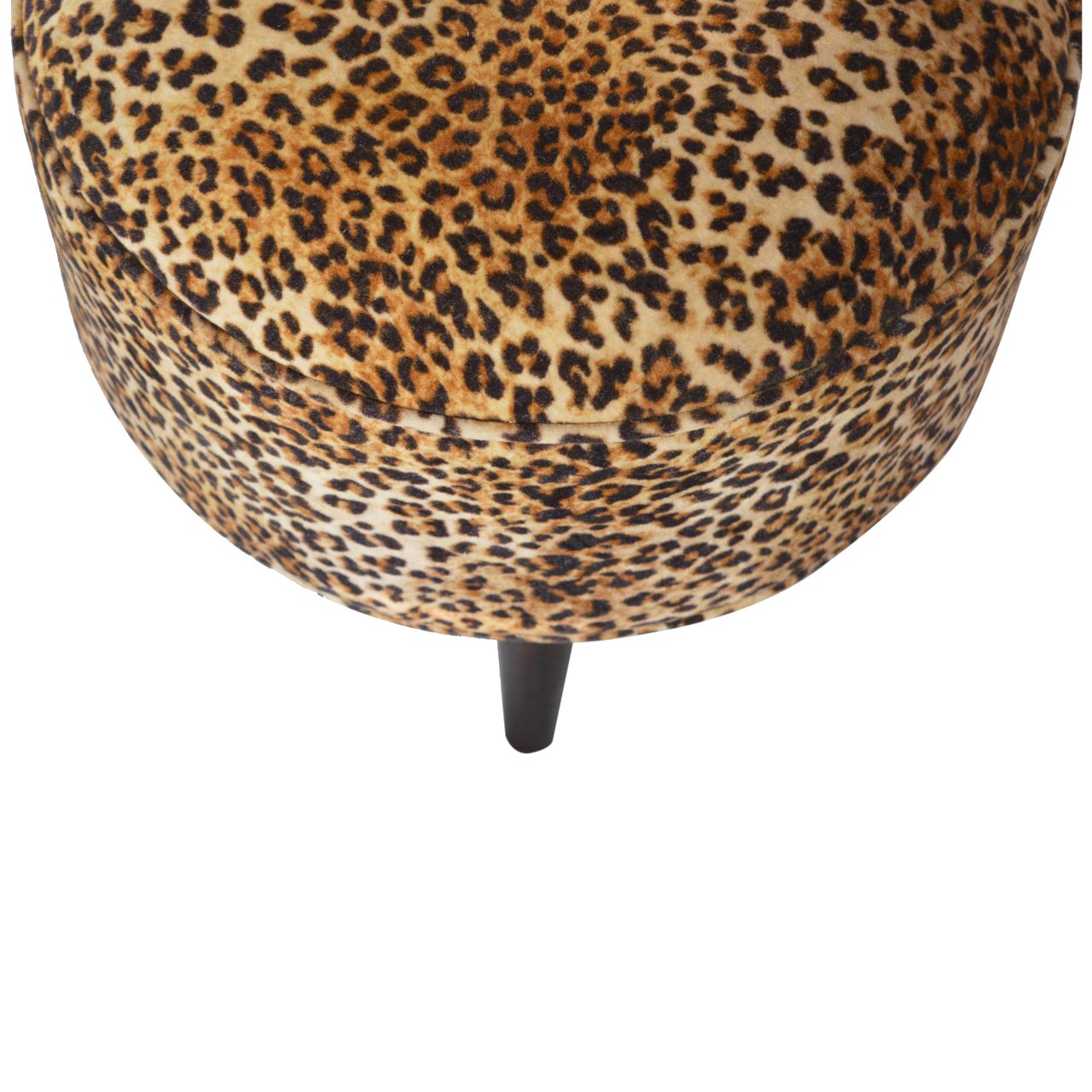 Round Footstool With Leopard Print