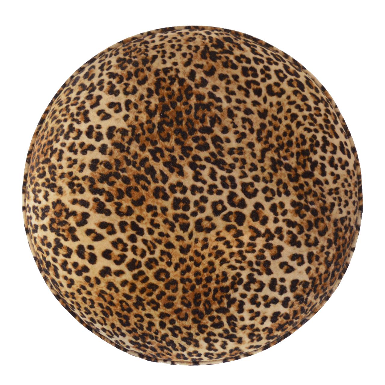 Round Footstool With Leopard Print