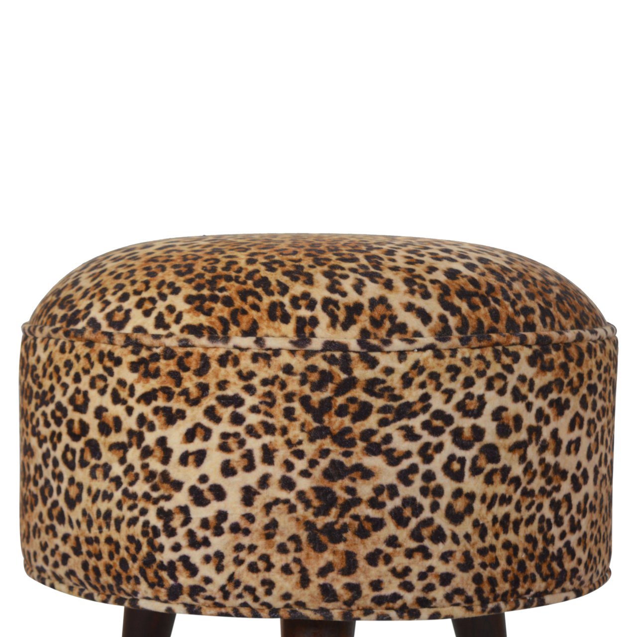 Round Footstool With Leopard Print