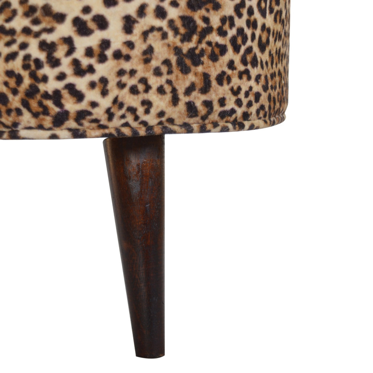 Round Footstool With Leopard Print