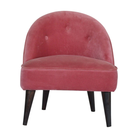 Petite Pink Velvet Deep Button Chair