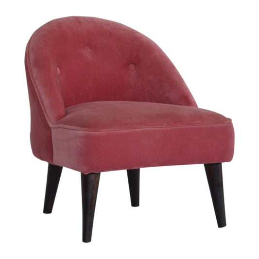 Petite Pink Velvet Deep Button Chair