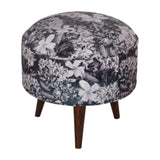 Round Footstool with Floral Print