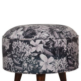 Round Footstool with Floral Print