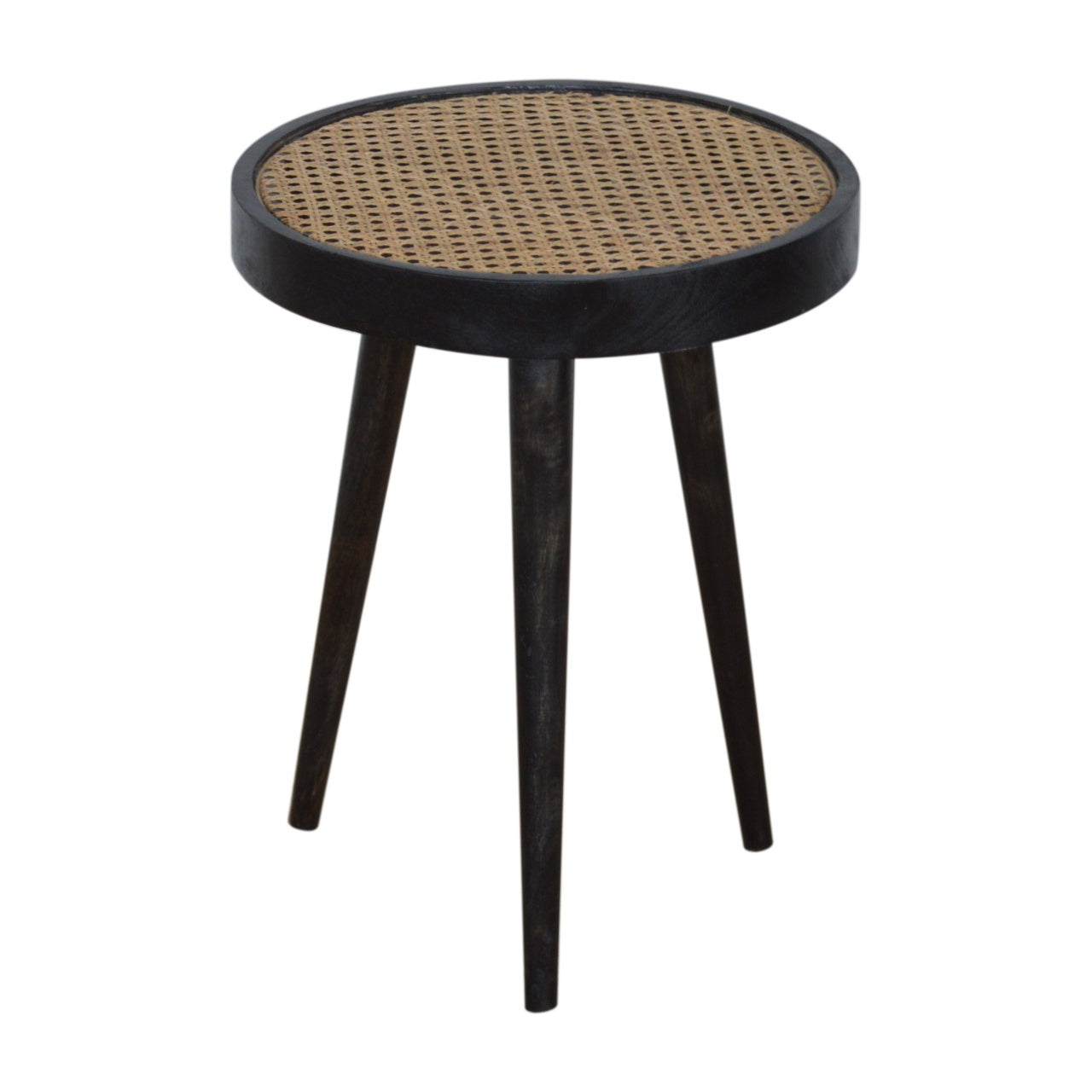 Rattan End Table in Carbon Black