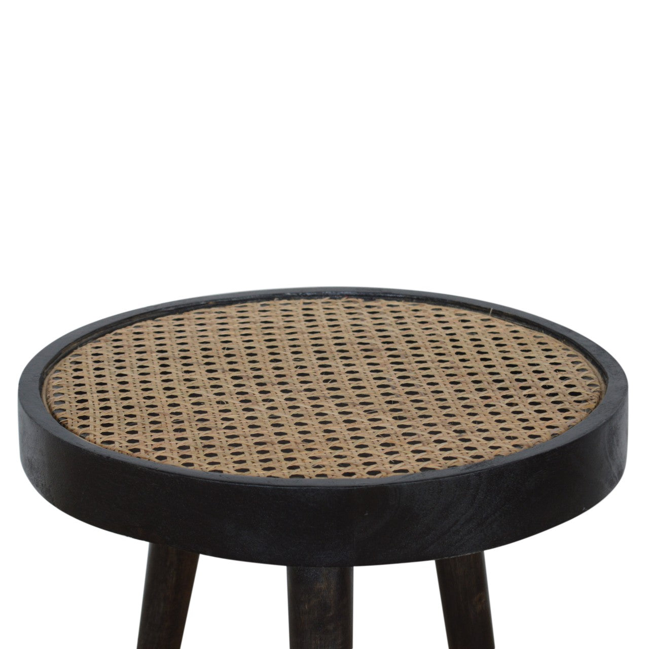 Rattan End Table in Carbon Black