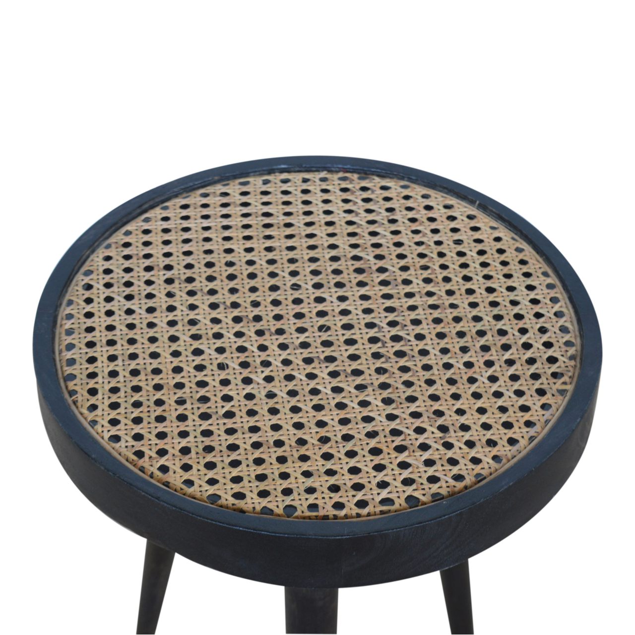 Rattan End Table in Carbon Black