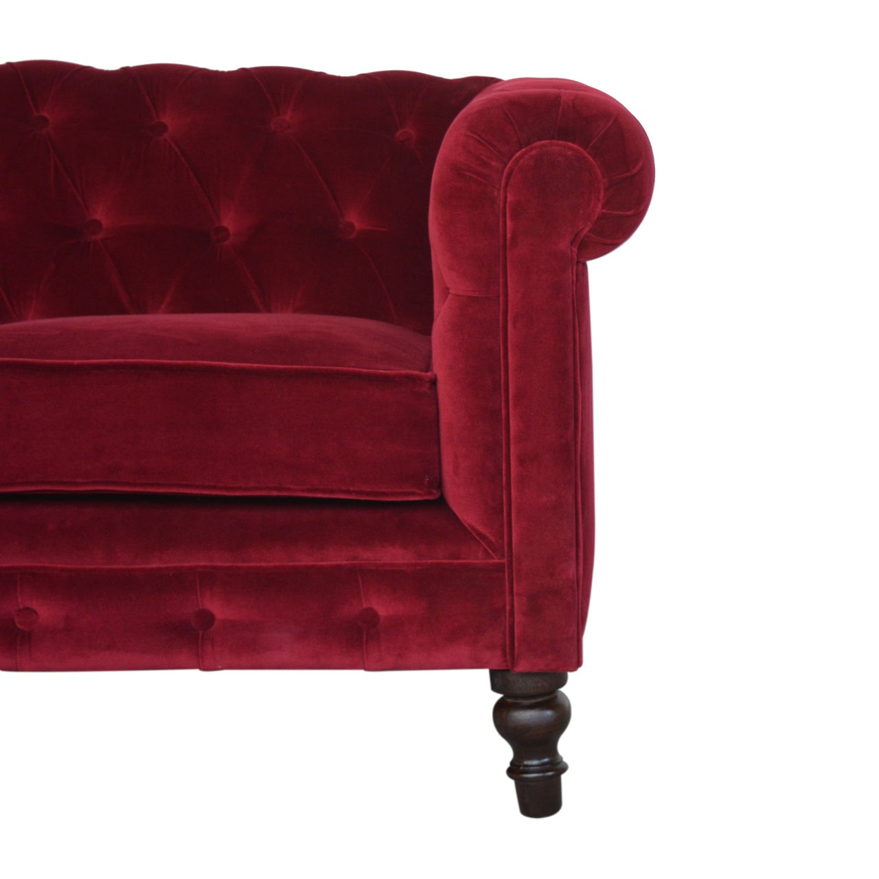 Chesterfield Wine Red Velvet Loveseat