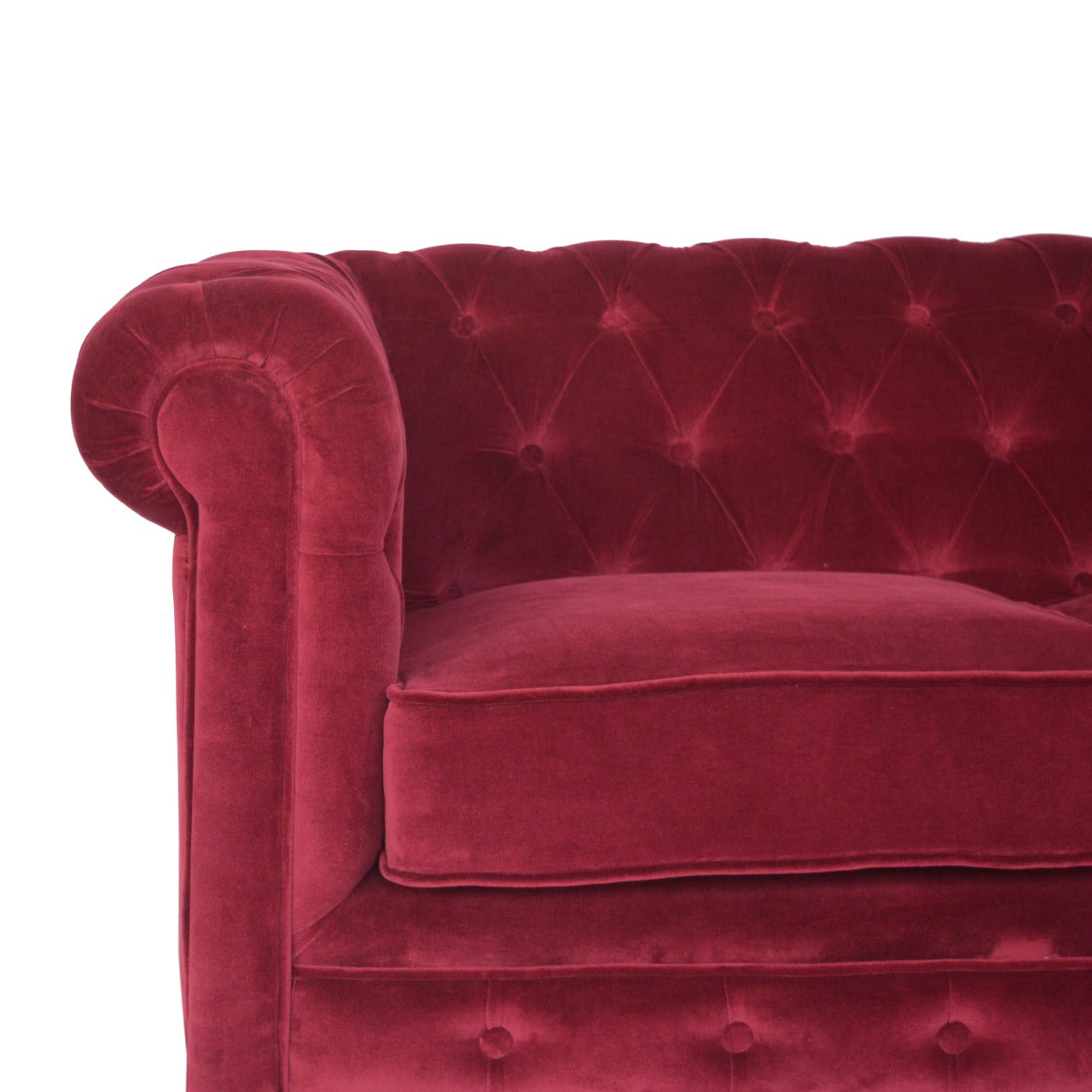 Chesterfield Wine Red Velvet Loveseat