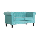 Chesterfield Aqua Velvet Loveseat