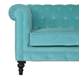 Chesterfield Aqua Velvet Loveseat