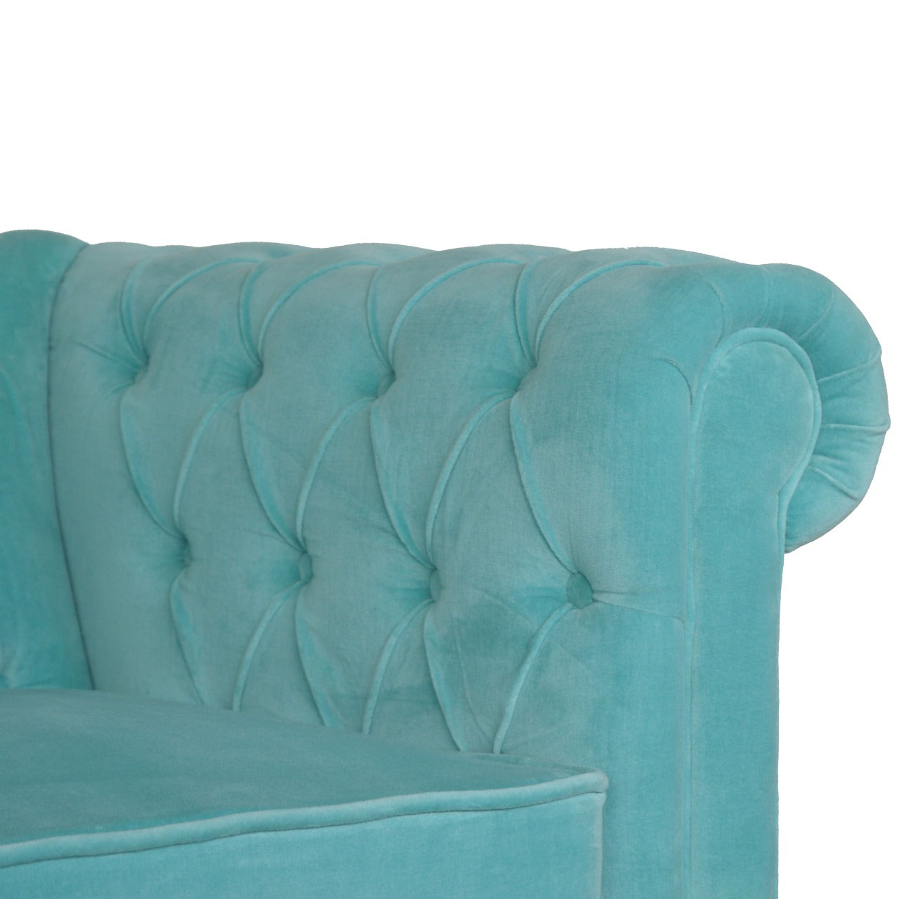 Chesterfield Aqua Velvet Loveseat