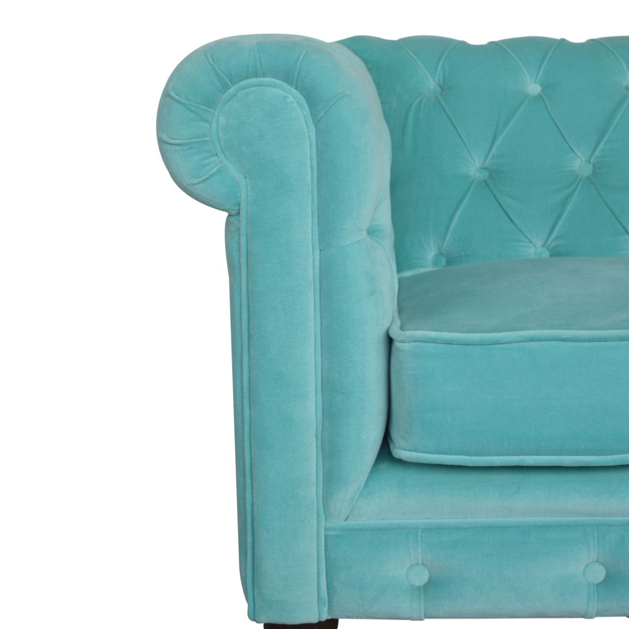 Chesterfield Aqua Velvet Loveseat