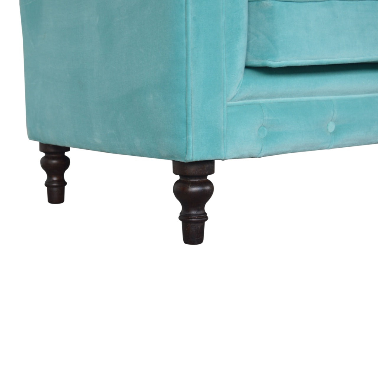 Chesterfield Aqua Velvet Loveseat