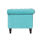 Chesterfield Aqua Velvet Loveseat