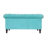 Chesterfield Aqua Velvet Loveseat