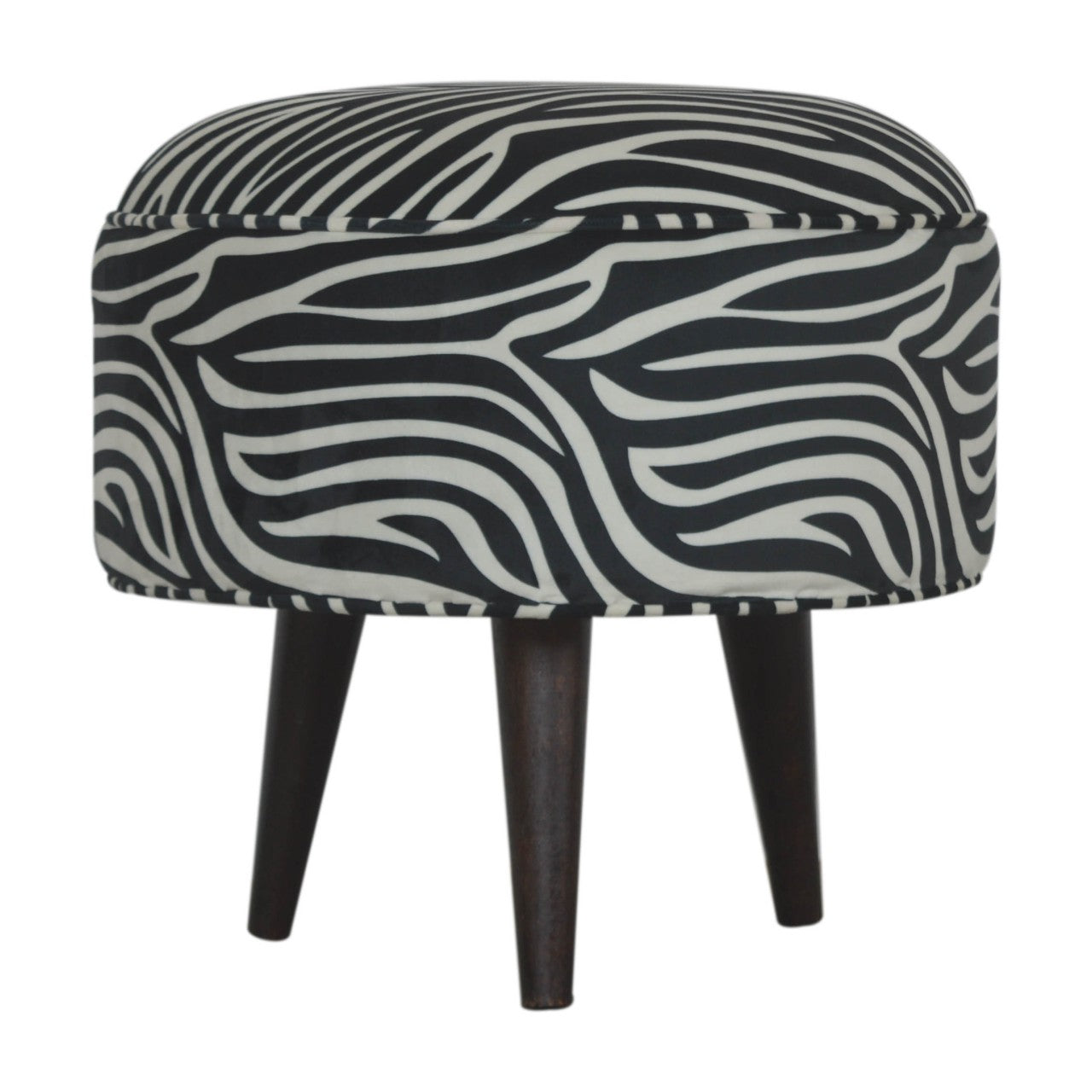 Round Footstool With Zebra Print