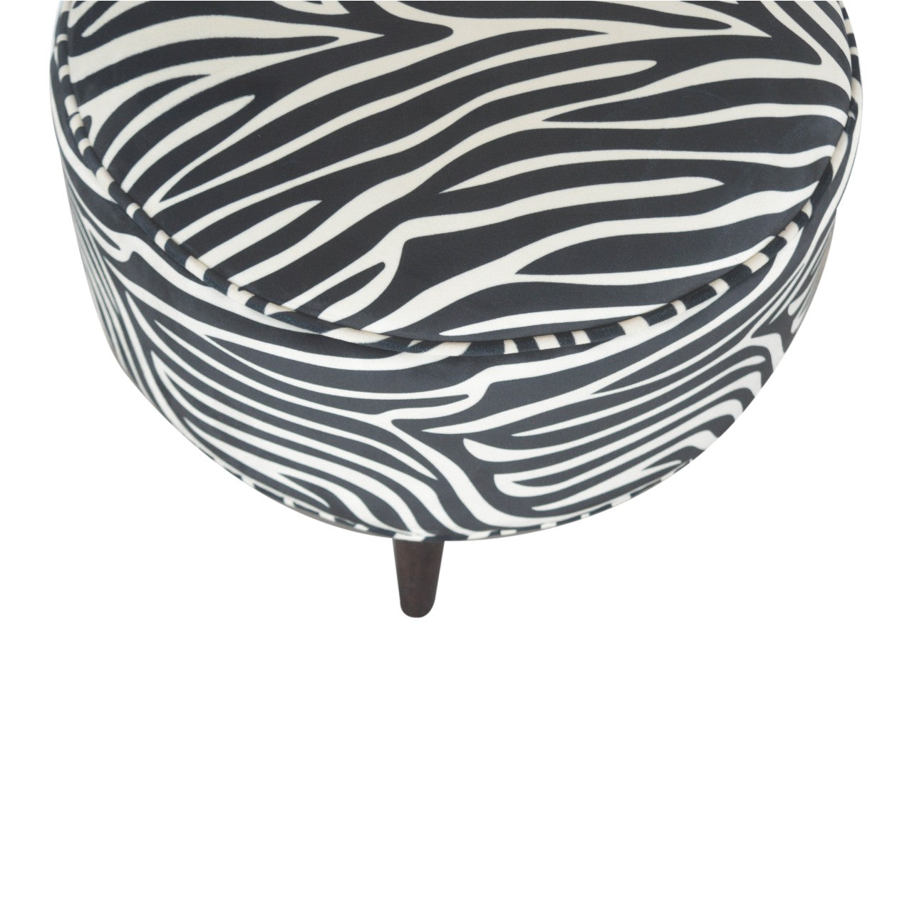 Round Footstool With Zebra Print