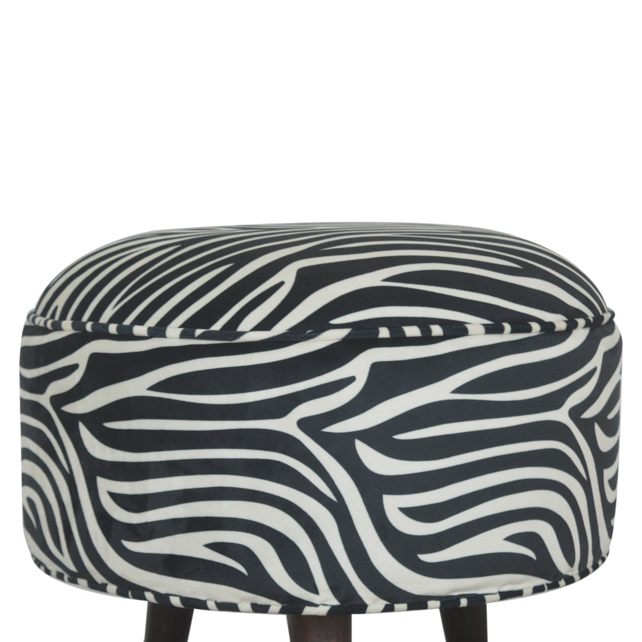 Round Footstool With Zebra Print