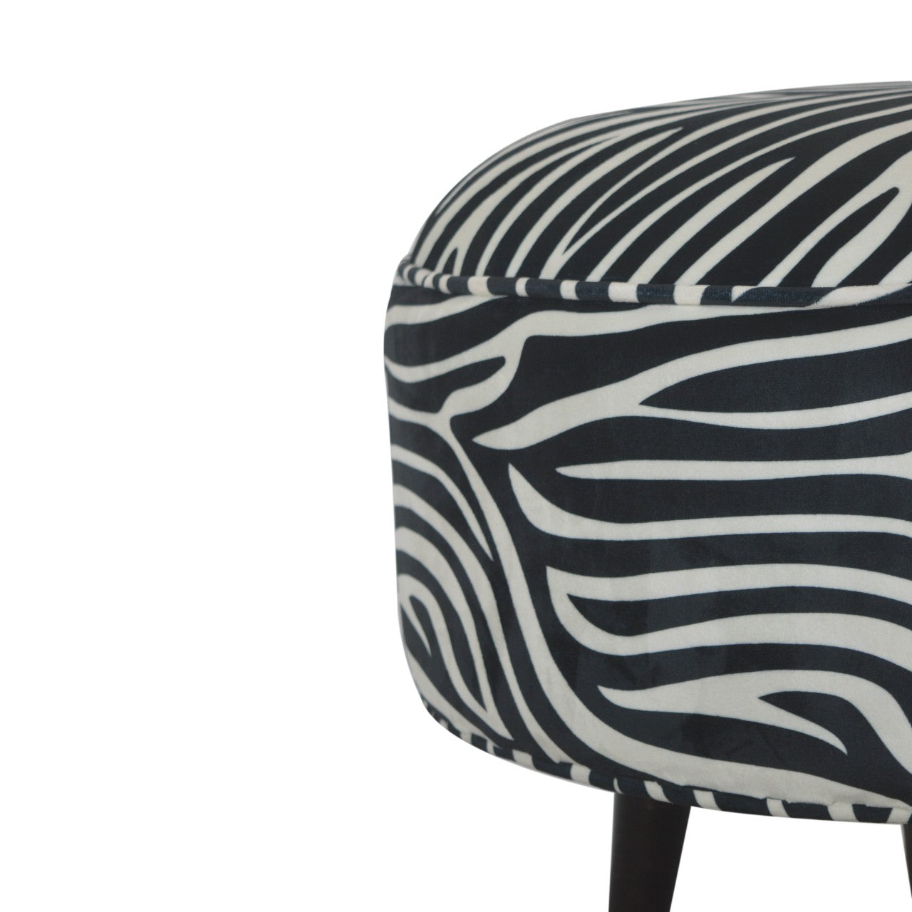 Round Footstool With Zebra Print