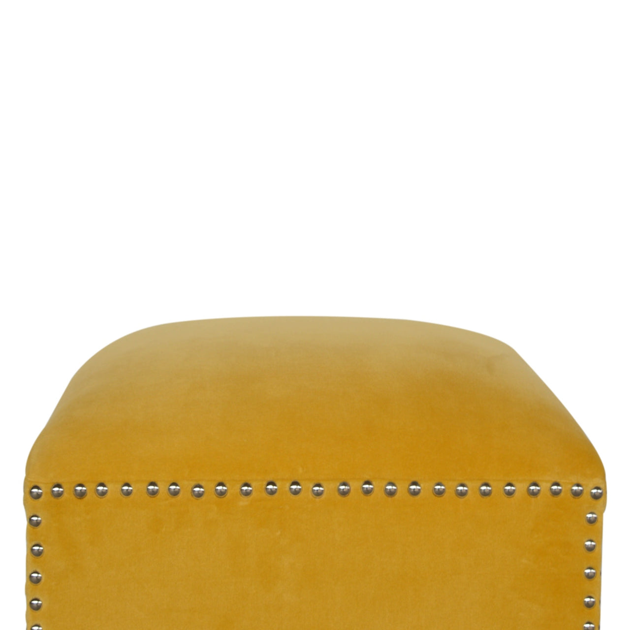 Studded Footstool in Mustard Velvet