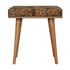 Tray Style Footstool in Leopard Velvet