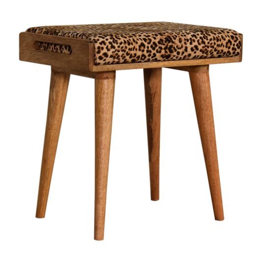 Tray Style Footstool in Leopard Velvet