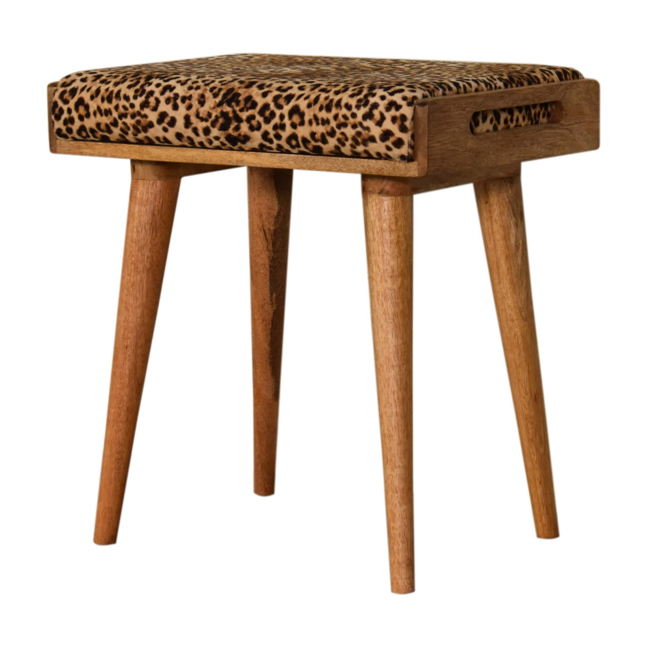 Tray Style Footstool in Leopard Velvet