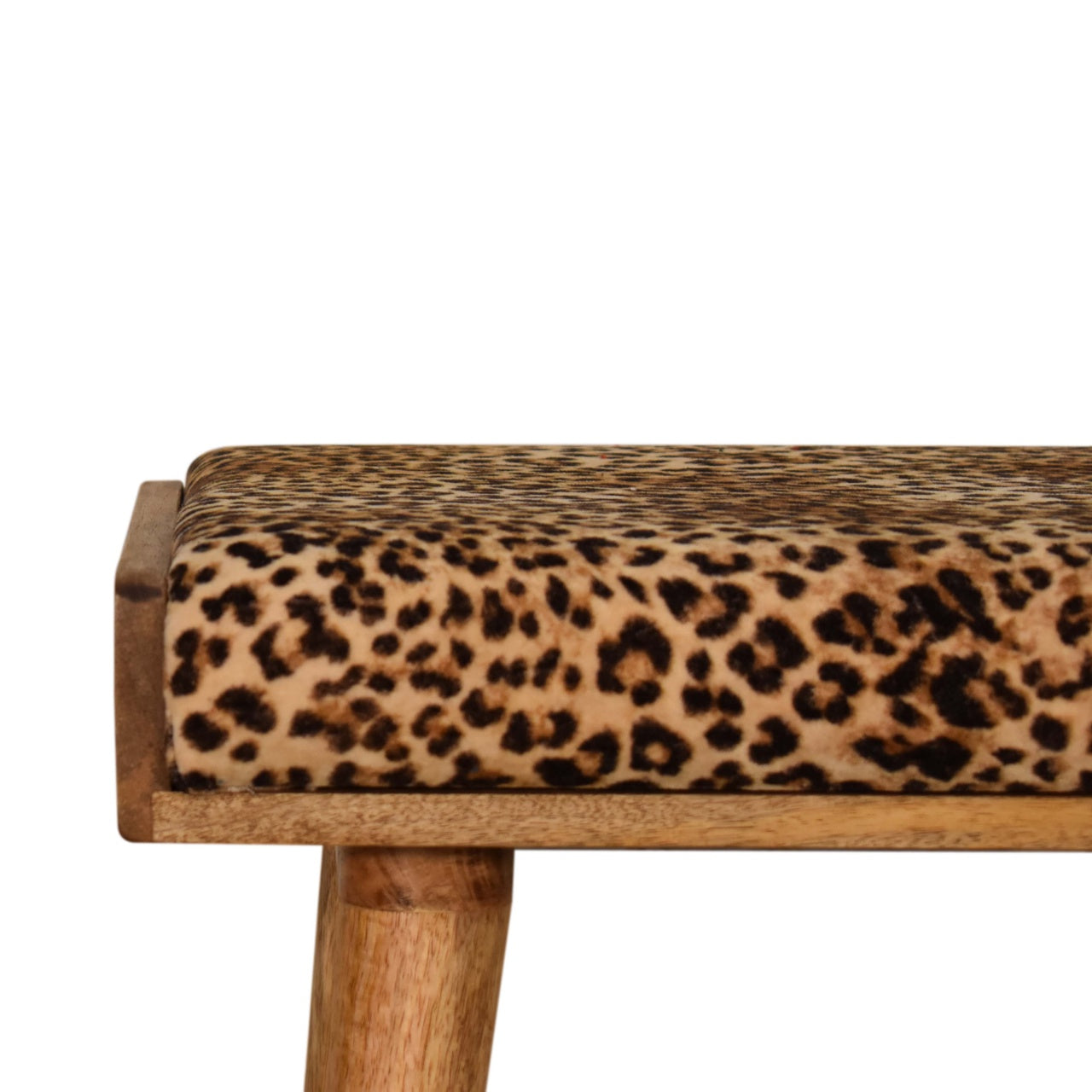 Tray Style Footstool in Leopard Velvet