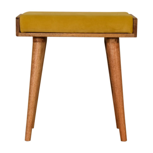 Tray Style Footstool in Mustard Velvet