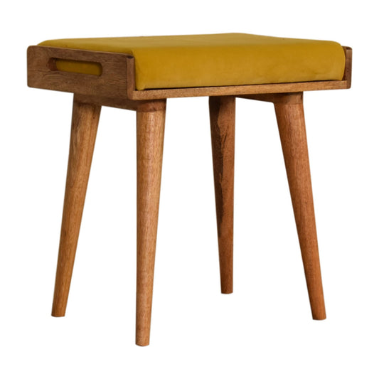 Tray Style Footstool in Mustard Velvet