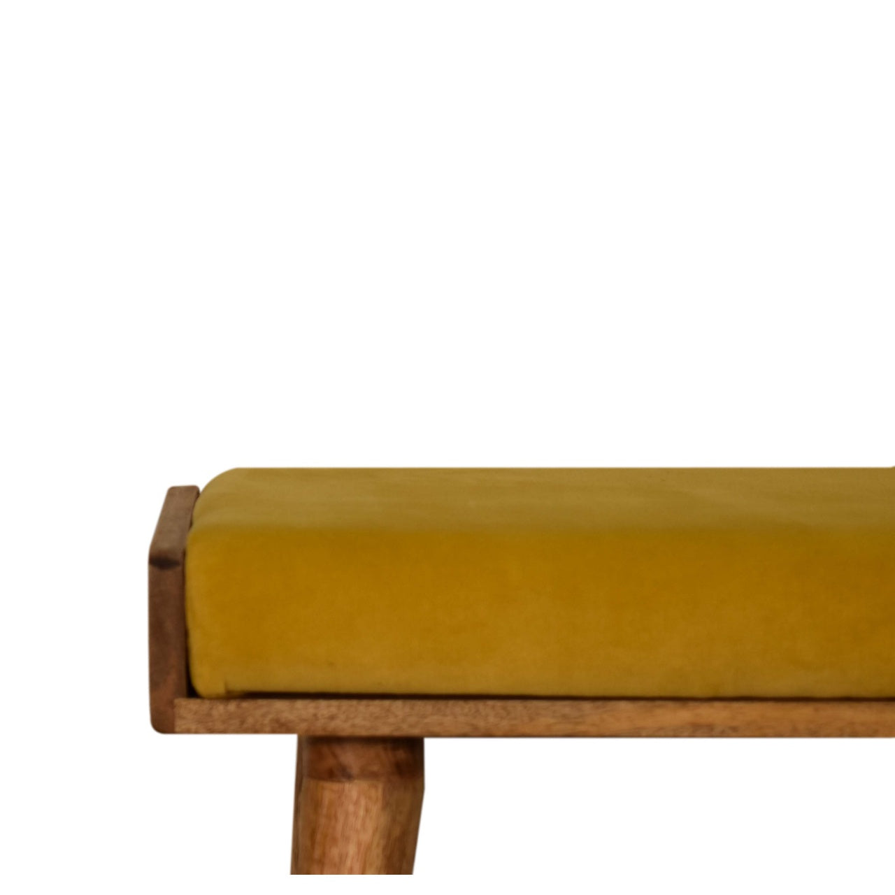 Tray Style Footstool in Mustard Velvet