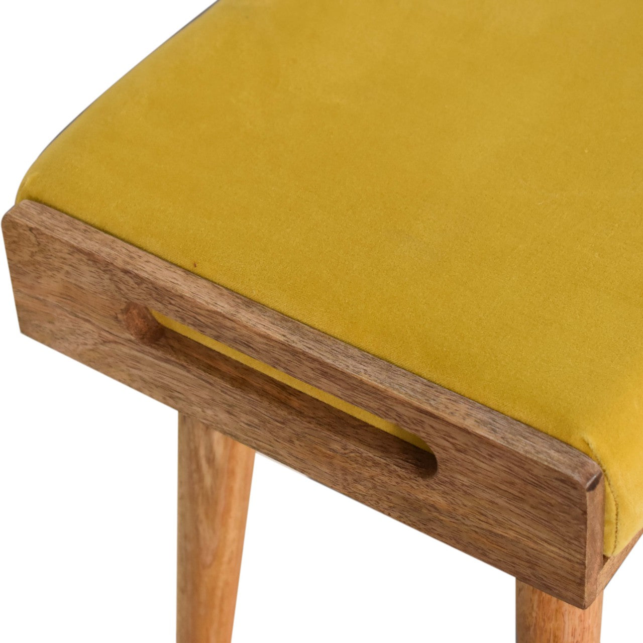 Tray Style Footstool in Mustard Velvet