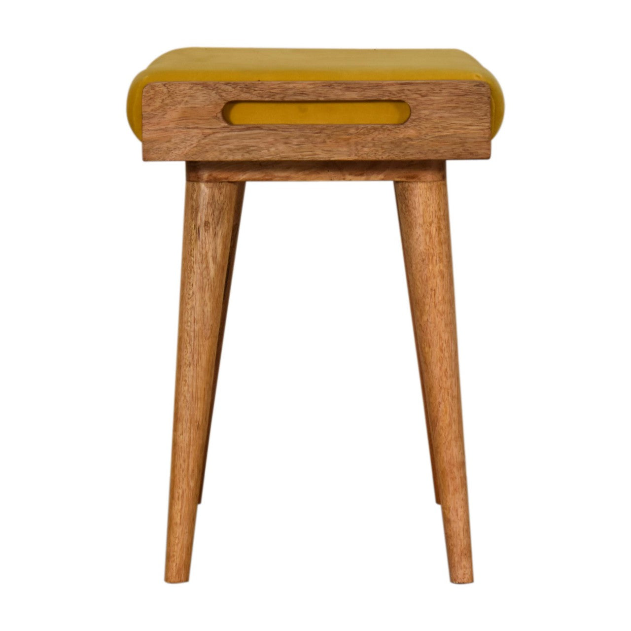 Tray Style Footstool in Mustard Velvet