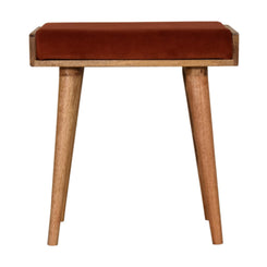 Tray Style Footstool in Brick Red Velvet