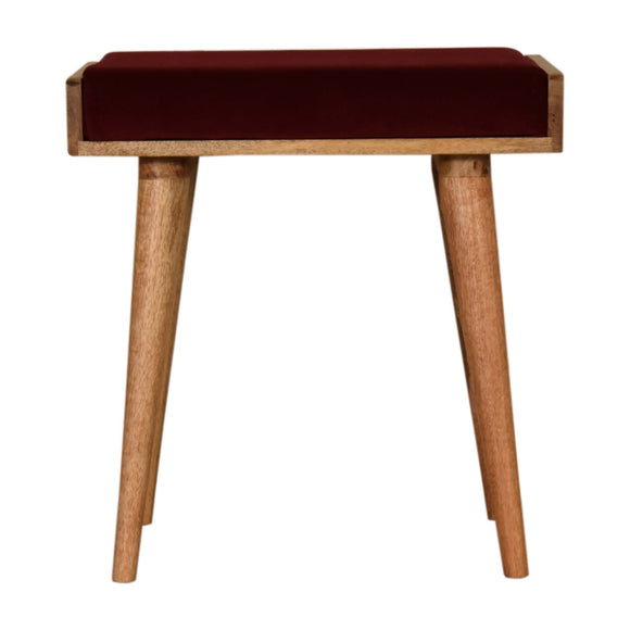 Tray Style Footstool in Wine Red Velvet