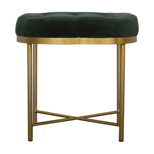 Clover Footstool in Emerald Green Velvet