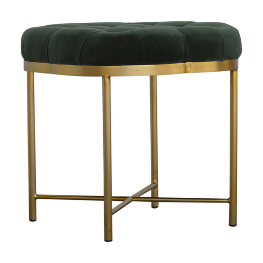 Clover Footstool in Emerald Green Velvet