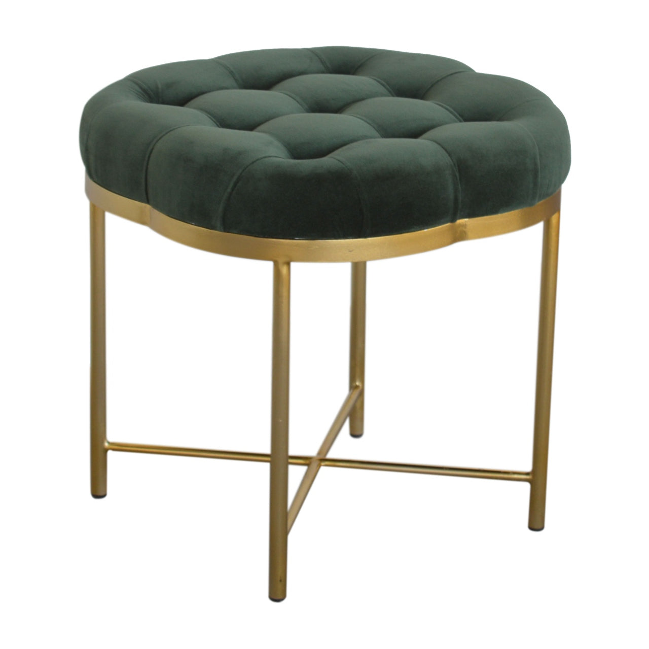 Clover Footstool in Emerald Green Velvet