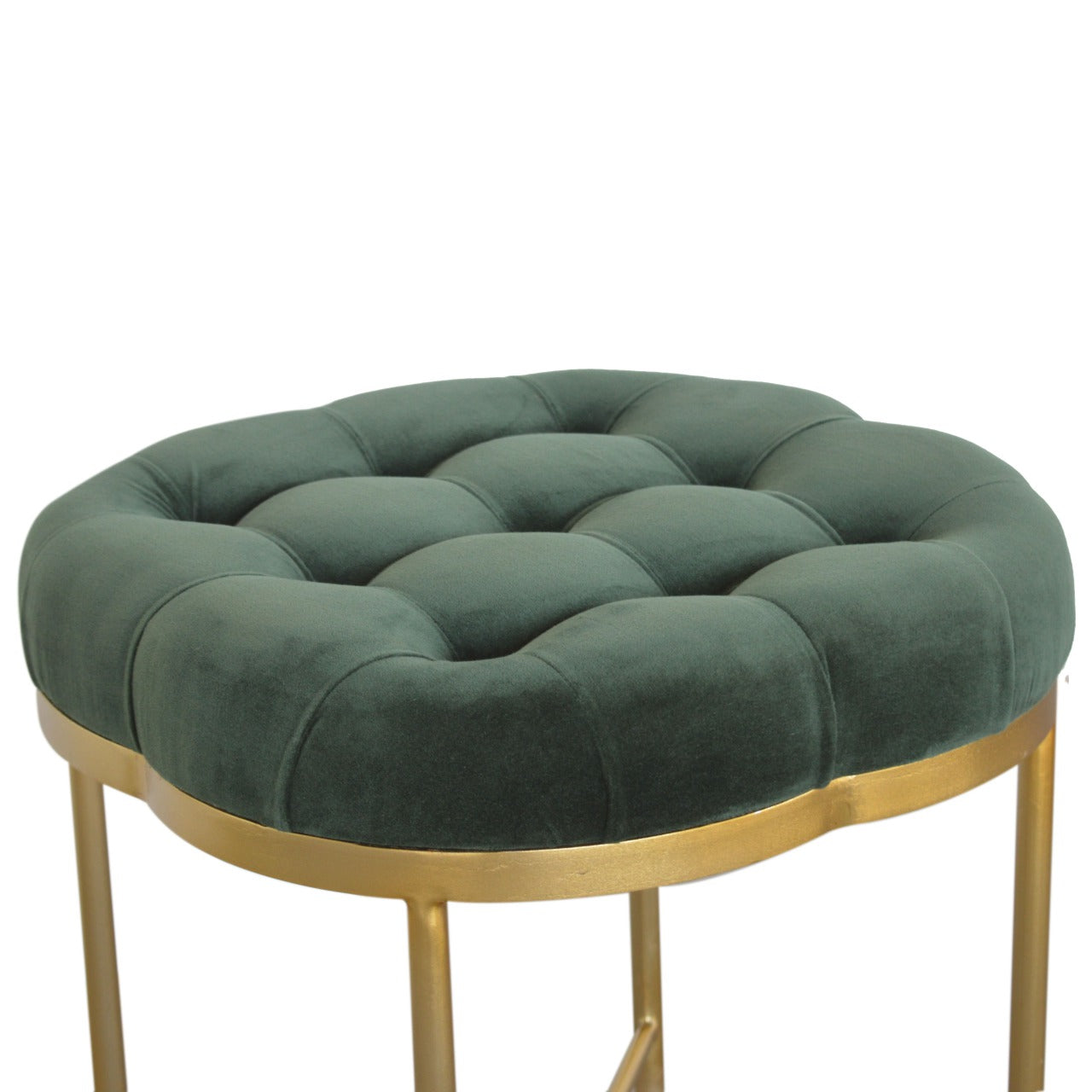 Clover Footstool in Emerald Green Velvet