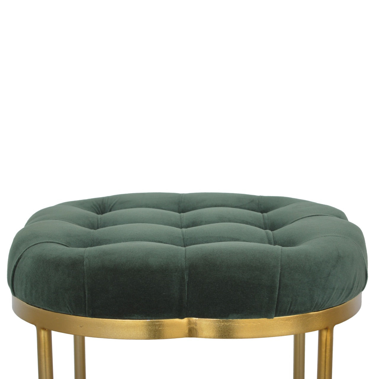 Clover Footstool in Emerald Green Velvet