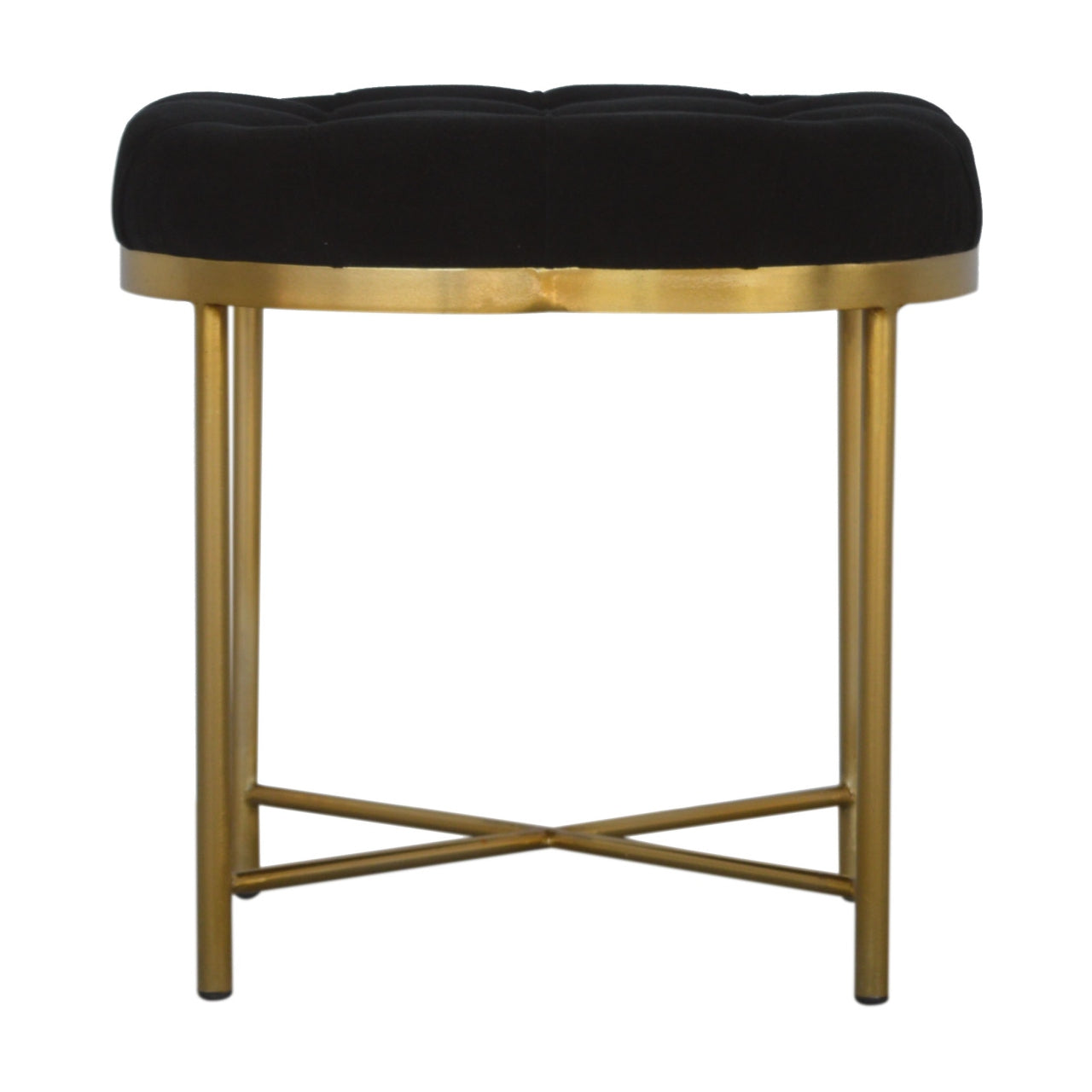 Clover Footstool in Black Velvet