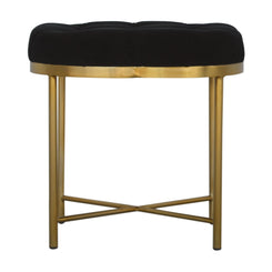 Clover Footstool in Black Velvet