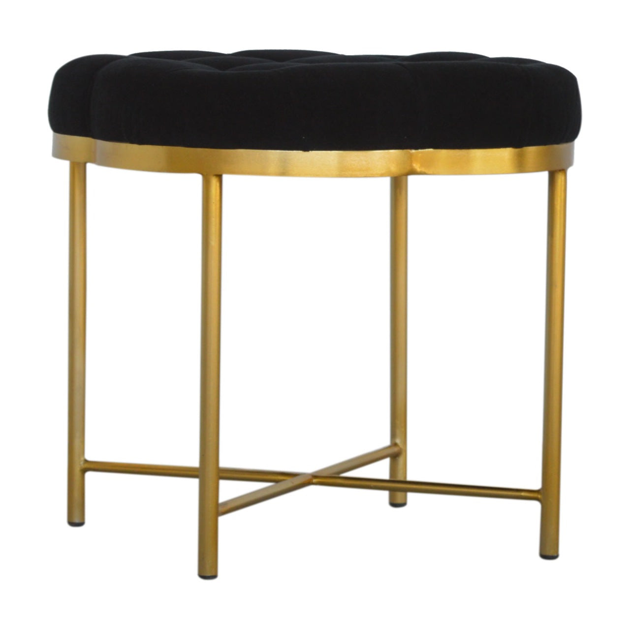 Clover Footstool in Black Velvet