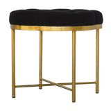 Clover Footstool in Black Velvet