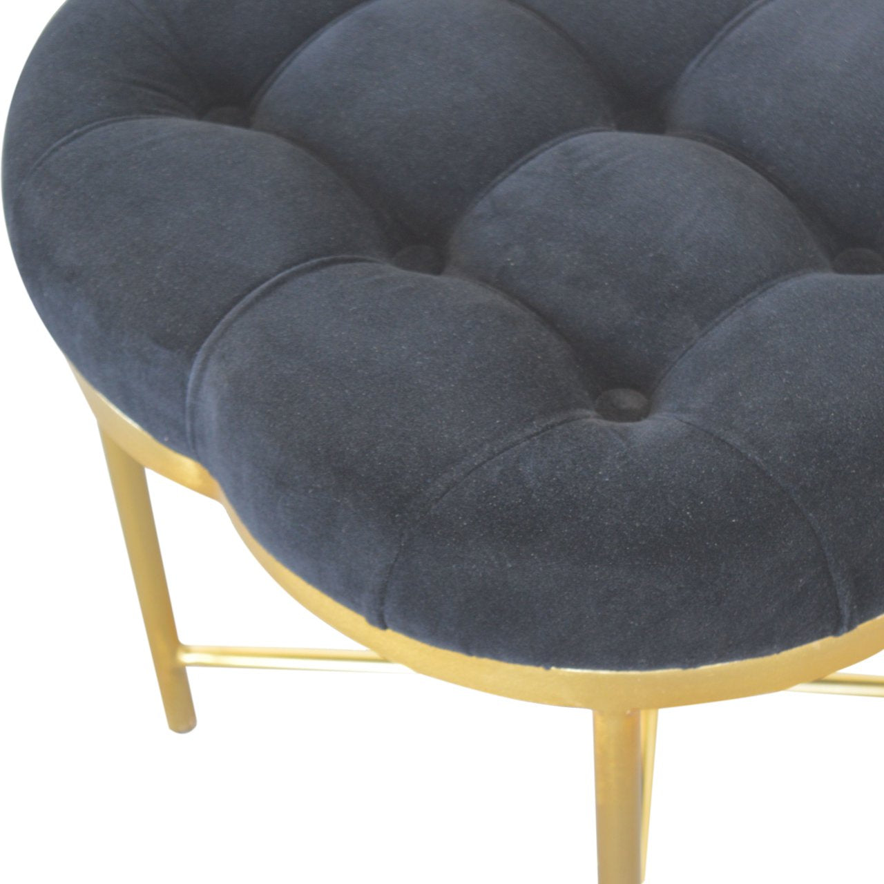 Clover Footstool in Black Velvet