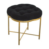 Clover Footstool in Black Velvet