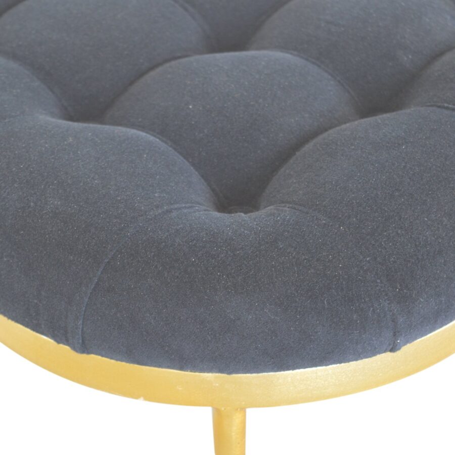 Clover Footstool in Black Velvet