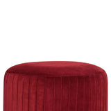 Pleated Footstool in Wine Red Velvet with Gold Base